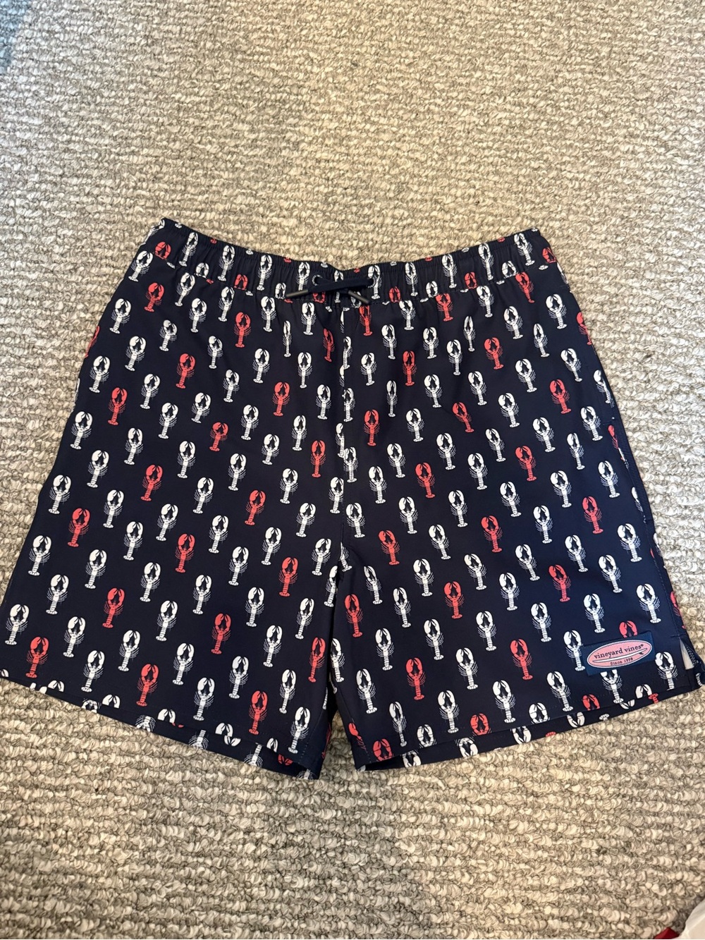 Vineyard Vines Navy Lobster-Print Swim Trunks